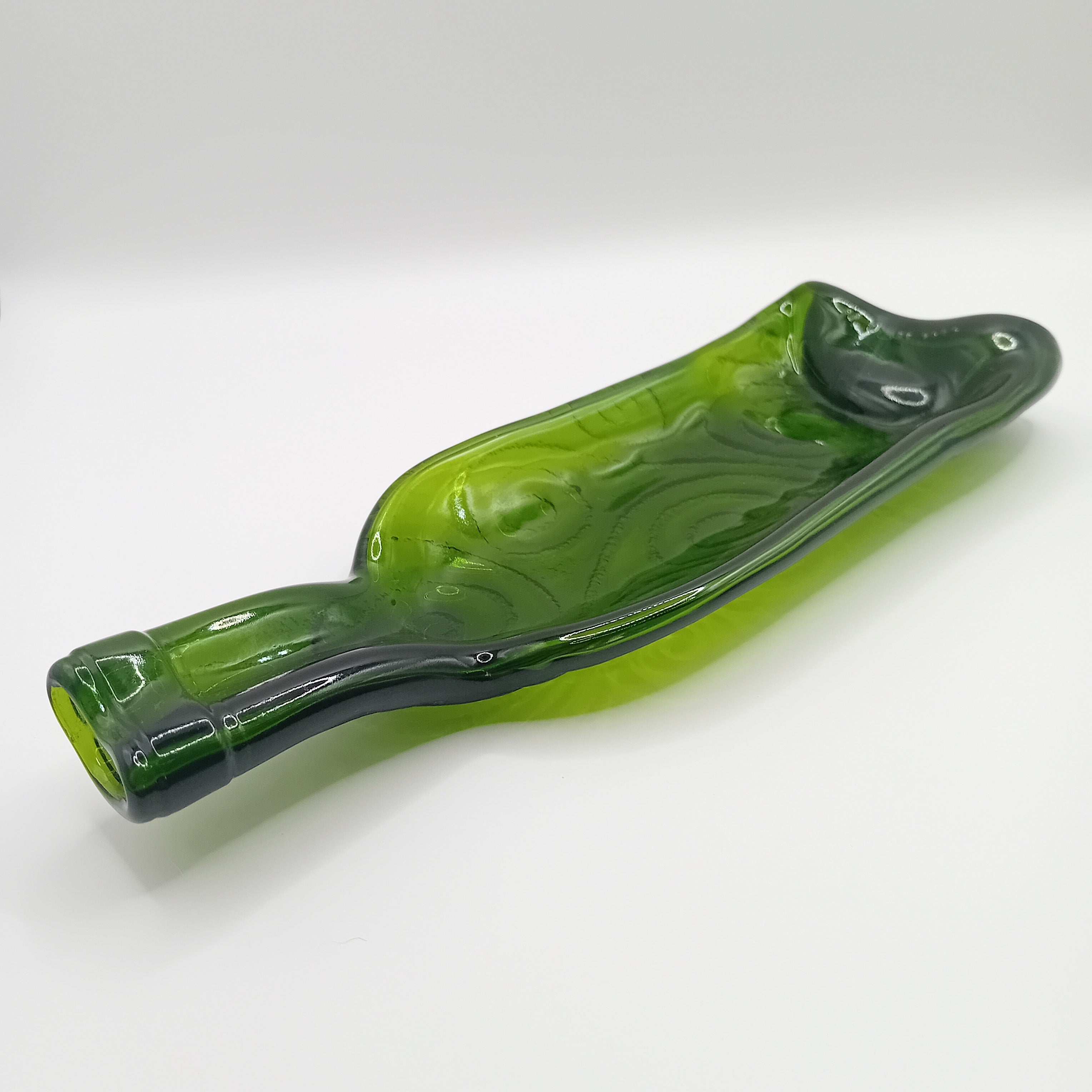 Bouteille en verre fondue – Plateau ou repose-cuillère artisanal