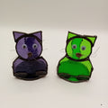 Chat violet en Tiffany – Décoration artisanale originale