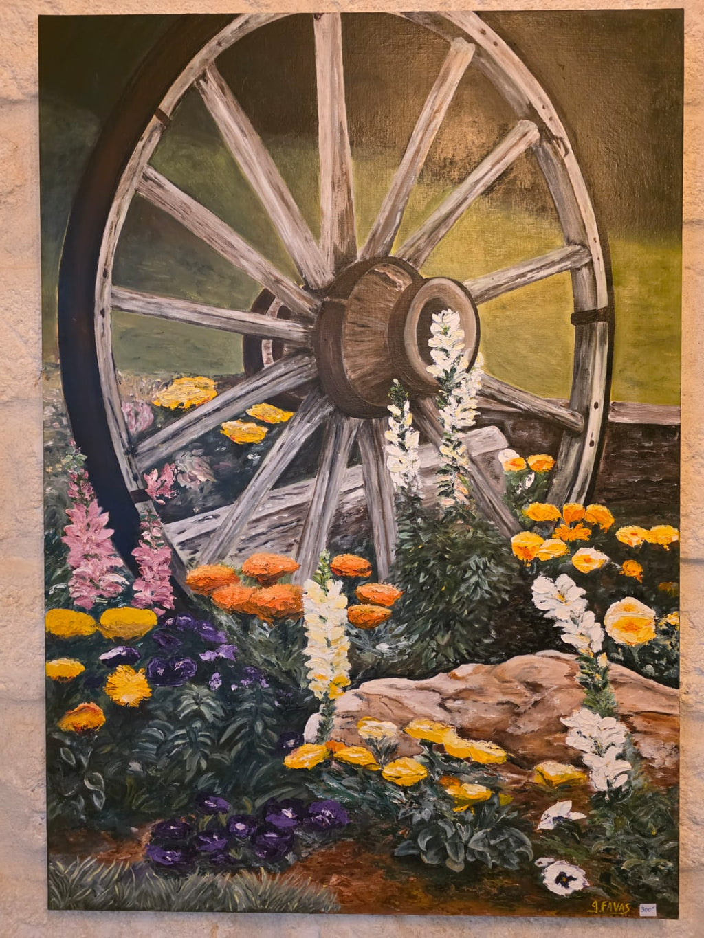 Tableau: Roue dans mon jardin à la montagne