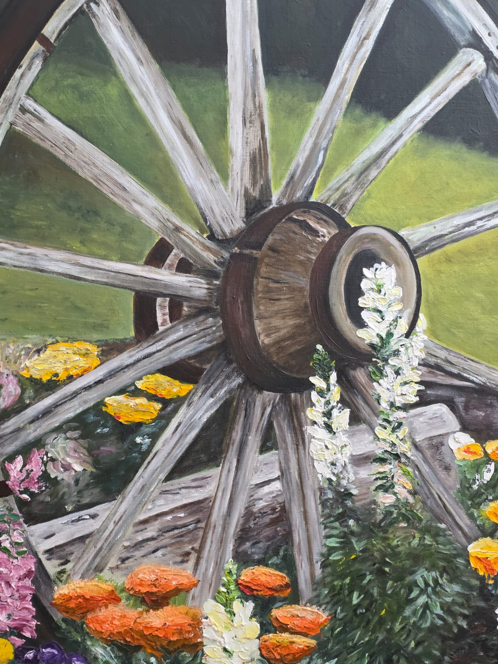 Tableau: Roue dans mon jardin à la montagne