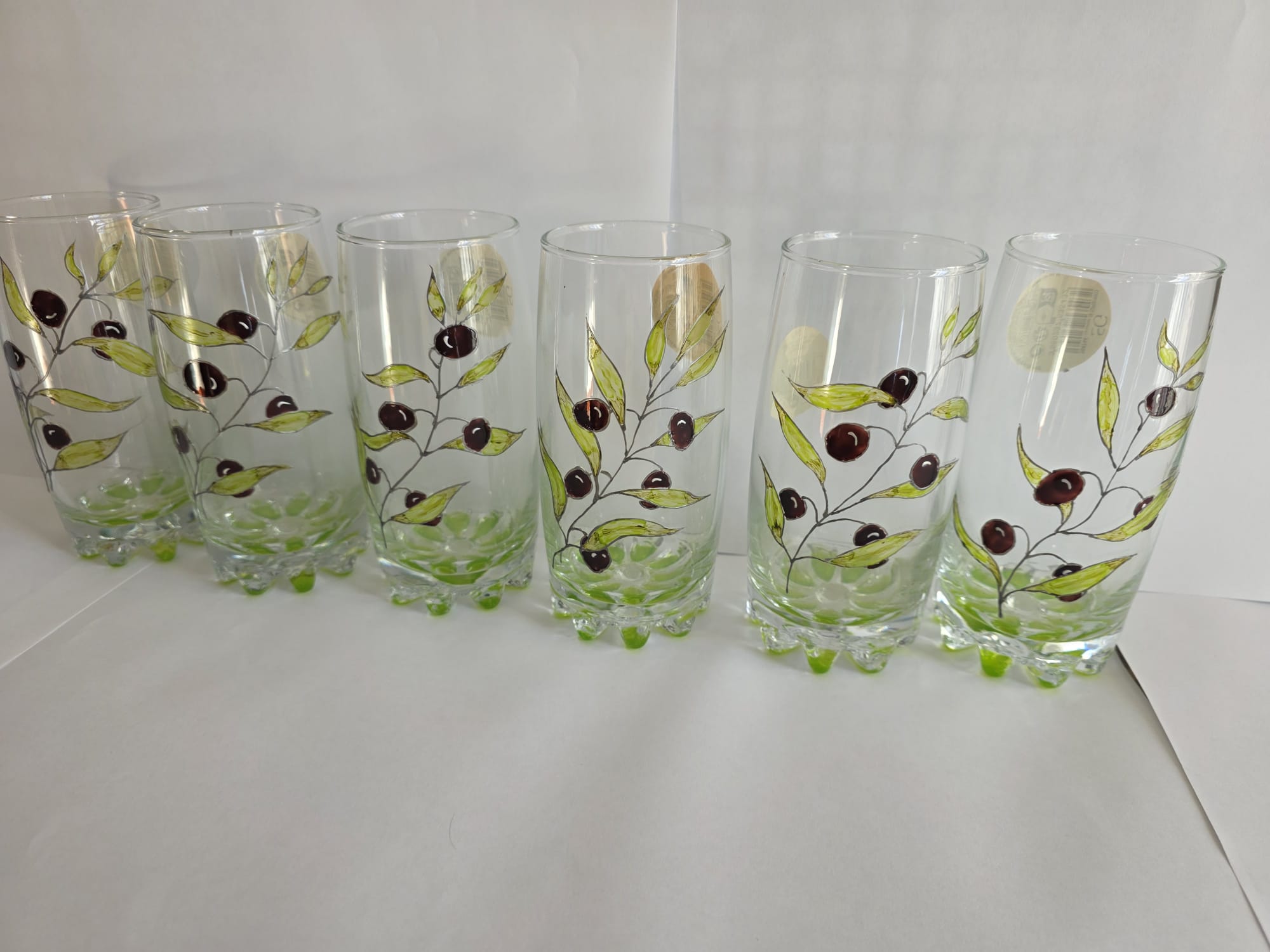 Lot de 6 Verres à eau Motif Olives