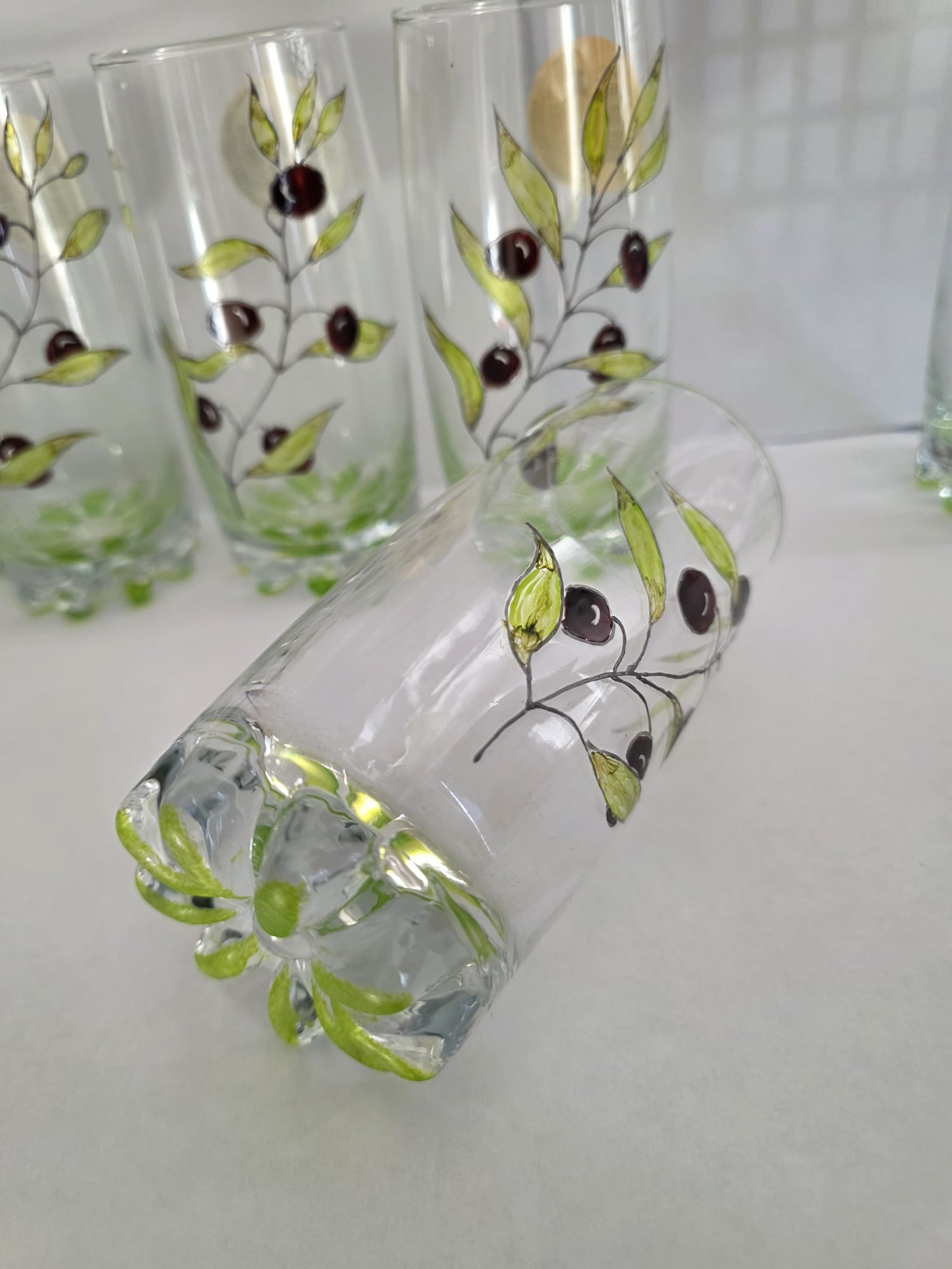 Lot de 6 Verres à eau Motif Olives