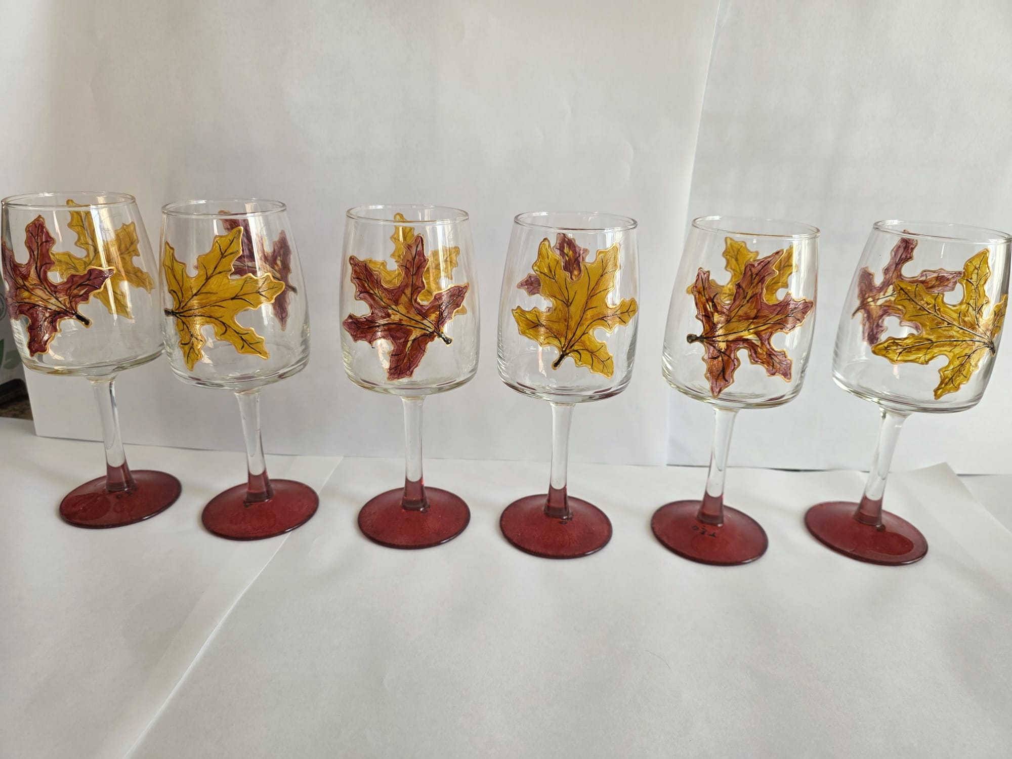 Lot de 6 verres à pied motif automne