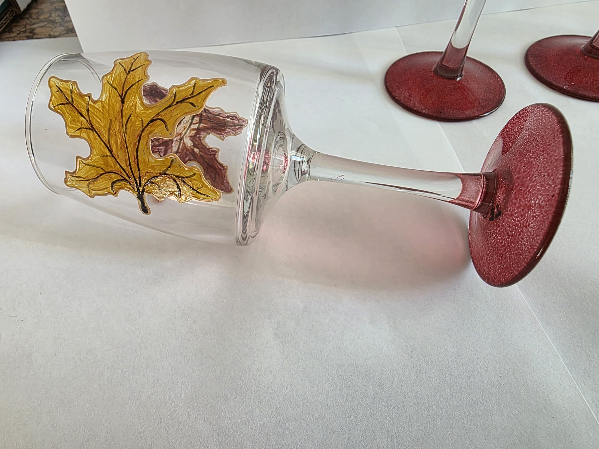 Lot de 6 verres à pied motif automne