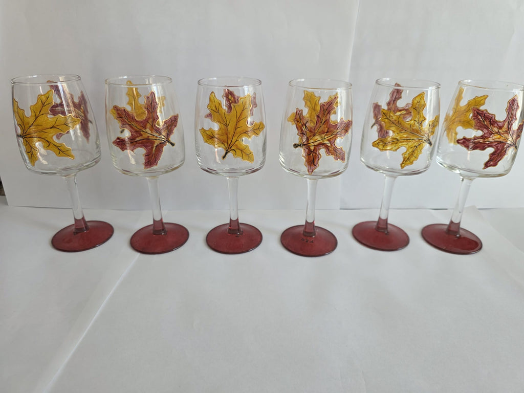 Lot de 6 verres à pied motif automne