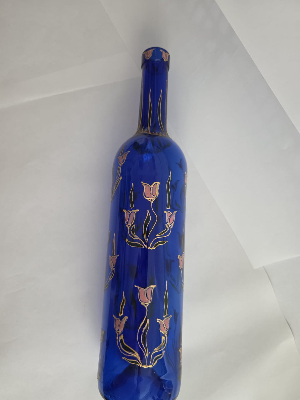 Bouteille décorative, motif fleurs