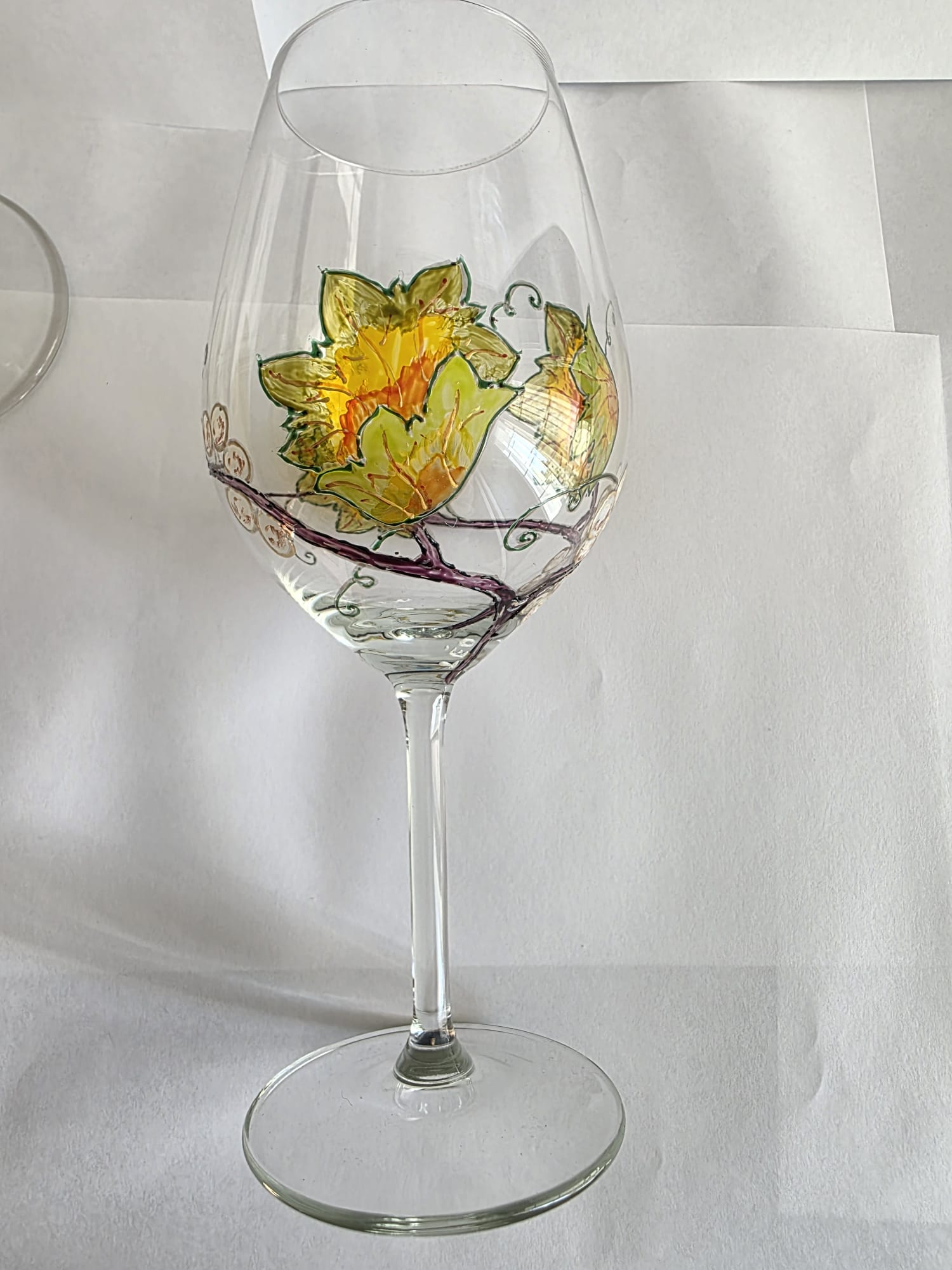 Lot de 4 verres à pied pour vin rouge, motif vigne