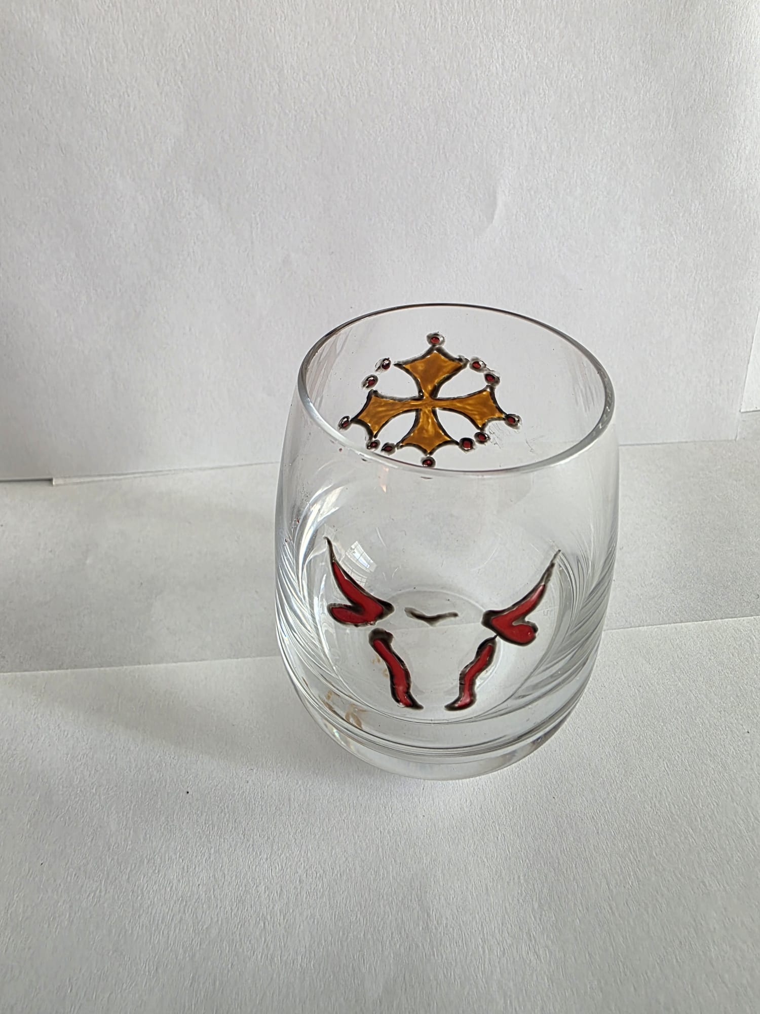 Lot de 6 verres à Shot motif croix du Languedoc et Taureau