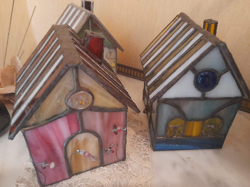 Photophore maison en verre Tiffany – Création artisanale lumineuse