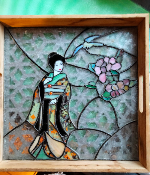 Plateau en verre Tiffany – Création artisanale décorative